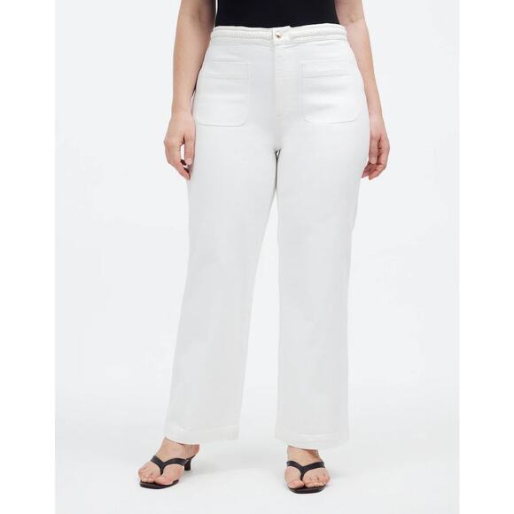 NEW Madewell x Lisa Says Gah! Perfect Vintage Wide-Leg Crop Jean in Eyelet White - Picture 1 of 10